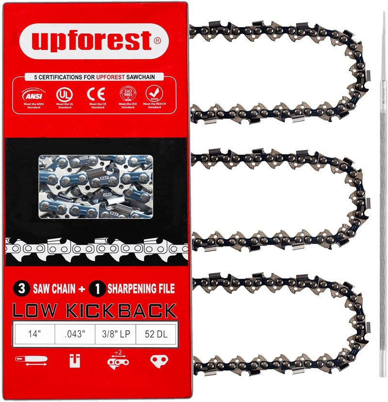 UPFOREST 14" Chainsaw Chain Fits Ego CS1400, CS1401, Makita XCU03 XCU04 XCU08 Worx WG384.9 KOBALT KCS 4040-06 Ryobi RY40502 E-00228 Husqvarna R52,GREENWORKS 2023402CT,SKIL CS4555-10(3 Chains)(90MOPX52) - Image 1